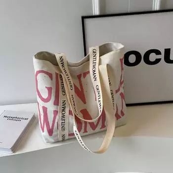 Сумка-тоут Mommy Canvas Bag New Alphabet Print Simple Trending