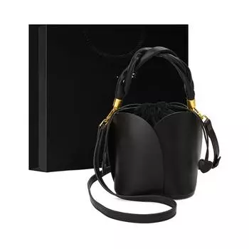 Сумка-тоут на одно плечо, сумка через плечо, сумка-ведро, длина 16 см, ширина 16 см, высота 17 см коричневый