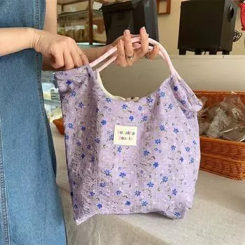 Сумка-тоут на одно плечо, сумка из холста с цветочным принтом, повседневная сумка Sozakka с цветочным принтом, унисекс жёлтый