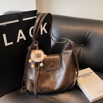 Сумка-тоут на одно плечо, вместительный рюкзак для поездок на работу, легкий рюкзак для путешествий with pendant чёрный