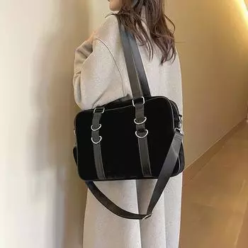 Сумка-тоут Niche Design 2024, зимняя новая повседневная сумка-мессенджер большой вместимости, простая сумка через плечо в стиле ретро чёрный