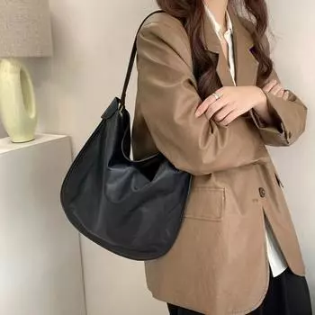 Сумка-тоут Niche Design из натуральной кожи через плечо, женская сумка через плечо из многослойной кожи премиум-класса One Size чёрный