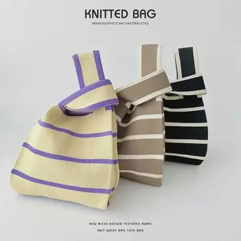 Сумка-тоут Niche Design в черно-белую полоску, ручная кладь, универсальная, большой емкости