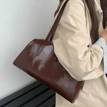 Сумка-тоут Niche High-end Retro Сумка подмышкой Модная большая вместительная сумка для поездок на работу через плечо коричневый