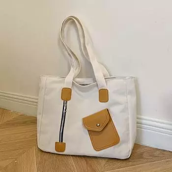 Сумка-тоут, нишевый дизайн, женская сумка для студентов колледжа, классная сумка на плечо, зимняя новая сумка 2024 года для поездок на работу, большая вместительная сумка чёрный