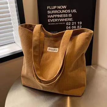 Сумка-тоут, новая большая вместительная сумка из вельветового холста для женщин, сумка для студентов колледжа, сумка через плечо для занятий