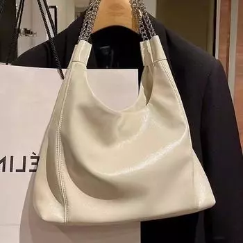 Сумка-тоут, новая, большой емкости, студенческая сумка для поездок на работу, сумка через плечо с цепочкой из искусственной кожи