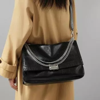 Сумка-тоут, новая, через плечо, универсальная женская сумка из натуральной кожи, большая вместительная, сумка на цепочке для поездок на работу