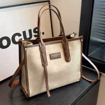 Сумка-тоут, новая осенне-зимняя холщовая сумка, сумка через плечо, для поездок на учебу и обратно, женская сумка большой вместимости