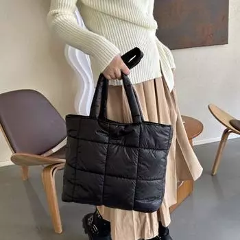 Сумка-тоут «Облако» однотонного цвета, мягкая, наплечная сумка, повседневная, космическая, хлопковая, женская чёрный