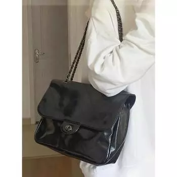 Сумка-тоут Oily 2024, ретро, большая вместимость, цепочка с бриллиантами, сумка через плечо, сумка под мышкой, женская чёрный