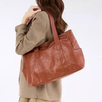 Сумка-тоут Осенние и зимние женские сумки Модные и универсальные сумки Простая сумка через плечо коричневый