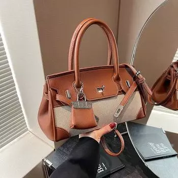 Сумка-тоут Platinum с дизайном Splicing Design в стиле ретро, повседневная, иностранная, персонализированная, через плечо, сумка-мессенджер 31*12*17 коричневый