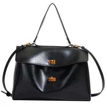 Сумка-тоут премиальной текстуры с мягкой поверхностью, женская простая, большой вместимости, темпераментная, на плечо, подмышку, сумка-мессенджер для чёрный