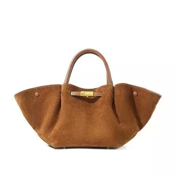 Сумка-тоут премиум-класса из матовой замшевой коровьей кожи Dumpling, сумка-мессенджер из натуральной кожи большой вместимости, новая женская сумка