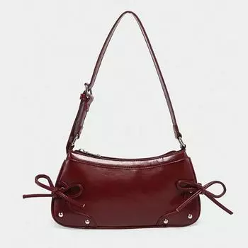 Сумка-тоут премиум-класса с бантом под мышкой, универсальная, через плечо бордовый