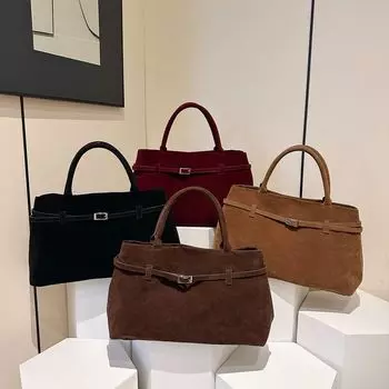 Сумка-тоут премиум-класса в стиле ретро для женщин, та же самая вместительная портативная сумка через плечо для поездок на работу осенью и зимой 38*16*25 красный