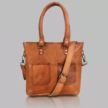 Сумка-тоут ручной работы из натуральной винтажной кожи Godzi Goat Lady через плечо 12 x 16 x 4 in коричневый