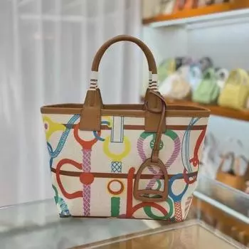 Сумка-тоут ручной работы из натуральной кожи и холста 2025 года - красочная женская сумка для покупок в саду