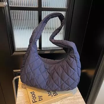 Сумка-тоут с алмазной вышивкой, женская однотонная сумка через плечо большой емкости чёрный