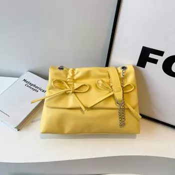 Сумка-тоут с бантом Niche Design, женская, 2024 года, новая корейская версия вместительной универсальной портативной сумки через плечо для поездок на работу чёрный