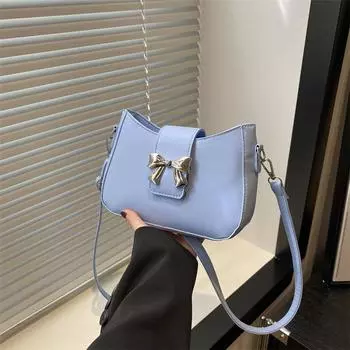 Сумка-тоут с бантом женская 2024 новая модная ниша сладкая розовая сумка подмышкой сумка-мессенджер с цепочкой чёрный