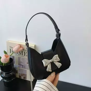Сумка-тоут с бантом женская 2024 новая модная ниша сладкая розовая сумка подмышкой сумка-мессенджер с цепочкой белый