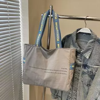 Сумка-тоут с буквенным принтом, женская, большая вместимость, классическая сумка через плечо серый