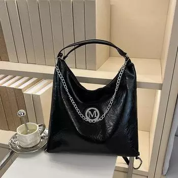 Сумка-тоут с цепочкой, женская, вместительная, рюкзак для поездок на работу, повседневная, универсальная, многофункциональная, сумка через плечо с косым ремешком коричневый