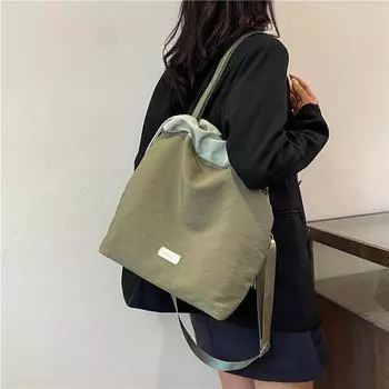 Сумка-тоут с цветными блоками, женская сумка через плечо, большая вместимость, повседневная сумка через плечо хаки