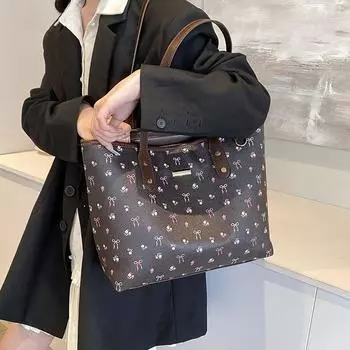 Сумка-тоут с цветочным принтом для женщин, модные, большой емкости, универсальные сумки, новые осенние сумки на одно плечо для поездок на работу