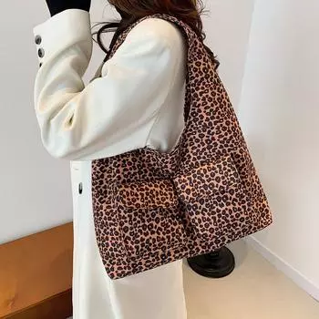 Сумка-тоут с двумя карманами, винтажная сумка через плечо с леопардовым принтом, женская сумка через плечо коричневый