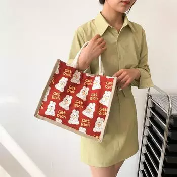 Сумка-тоут с изображением кролика из мультфильма, милая и легкая сумка для ланча для студентов, большая вместительная сумка-контейнер для хранения ланча фиолетовый