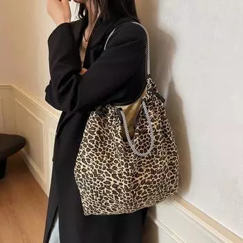 Сумка-тоут с леопардовым принтом, вместительная, женская, через плечо, сумка через плечо хаки