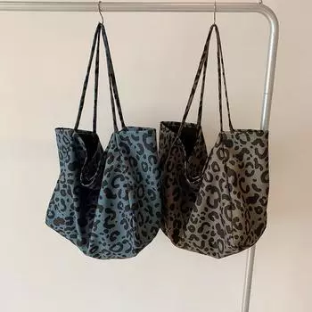 Сумка-тоут с леопардовым принтом, женская сумка через плечо, большая вместительная сумка для подмышек зелёный