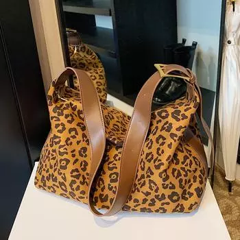 Сумка-тоут с леопардовым принтом, женская сумка, большая вместимость, модная сумка через плечо, сумка-мессенджер в иностранном стиле коричневый