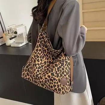 Сумка-тоут с леопардовым принтом Женский дорожный рюкзак Сумка через плечо через плечо кофейный