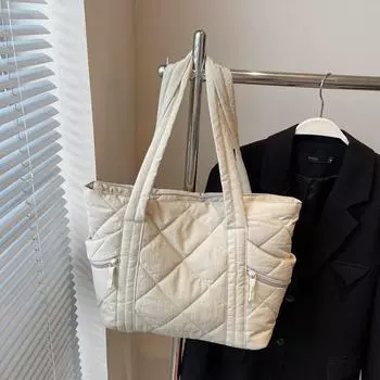 Сумка-тоут с несколькими карманами для поездок на работу, женская сумка через плечо, большая вместимость, ромбовидная сумка через подмышку розовый