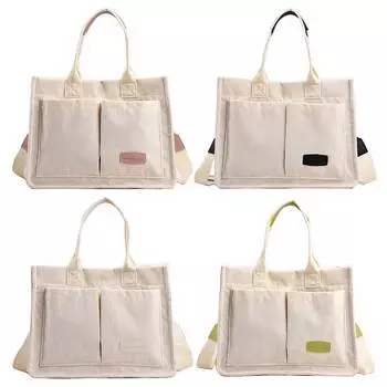 Сумка-тоут с несколькими карманами, повседневная сумка, стильная женская рабочая сумка с верхней ручкой, модная вельветовая сумка для повседневного использования в офисе, однотонная сумка чёрный