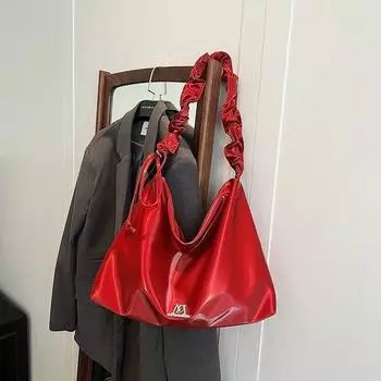 Сумка-тоут с оборками подмышкой для женщин, новая корейская мода, большая вместительная сумка через плечо, простая и универсальная