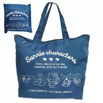 Сумка-тоут с персонажами SANRIO, сумка на плечо, большая емкость 30 л, водоотталкивающая отделка, сумка для хранения, дорожный мобильный чемодан, фиксированный, удобный, ярко-голубой