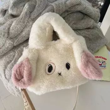 Сумка-тоут с плюшевым кроликом, милая сумка для девочки на осень и зиму, меховая сумка, сумка через плечо на одно плечо