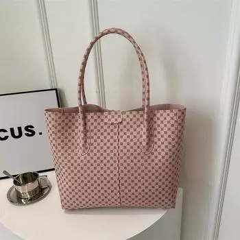 Сумка-тоут с принтом 2024 года, новая весенняя женская сумка для поездок на работу, повседневная корейская версия, большая вместительная сумка через плечо с косым креплением чёрный