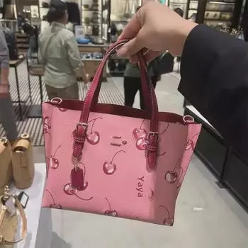 Сумка-тоут с принтом в стиле ретро «Красная вишня» 2024 года «Mollie25» — ручная модель в стиле сэндвич для женщин 25*19 вишня/красный