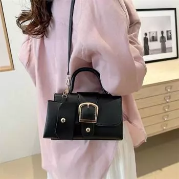 Сумка-тоут с пряжкой-откидной крышкой, сумка через плечо с регулируемым ремешком, стильная женская сумка через плечо с мини-мешочком