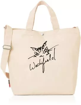 Сумка-тоут с вышивкой «Кот Даян» и ремнем через плечо, сумка через плечо, большая вместимость, водоотталкивающая, цвета слоновой кости [Wachifield], 2-сторонняя (большой)