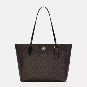 Сумка-тоут с застежкой-молнией сверху из фирменной ткани