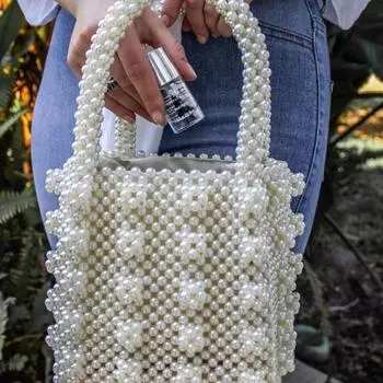 Сумка-тоут с жемчугом, бисерная сумка-коробка, женская, вечерняя, винтажная, акриловая, пластиковая, сумка-ведро, летние, люксовые, брендовые, дизайнерские сумки фиолетовый