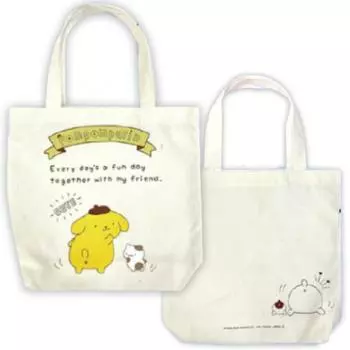 Сумка-тоут Sanrio из хлопкового холста с ластовицей, большая вместимость, задний передний рисунок, разные милые персонажи, помпон B