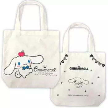 Сумка-тоут Sanrio из хлопкового полотна с вставками, большая вместимость, рисунок сзади спереди, разные милые персонажи Cinnamoroll A